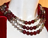 Vintage 1950 39 s HOBE 39 multi strand crystal and lucite Necklace and Bracelet