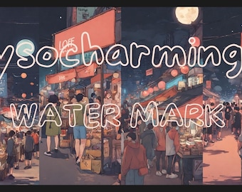 LOFI aesthetic night market scene digital art background