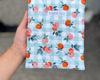 PEACH TANGERINE KINDLE Basic E-reader sleeve. hand quilted
