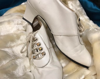 white stilettos 80's style