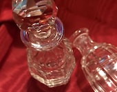 Pair of antique dresser vanity panelled cut crystal perfume bottles boudoir cut faceted Victorian deco