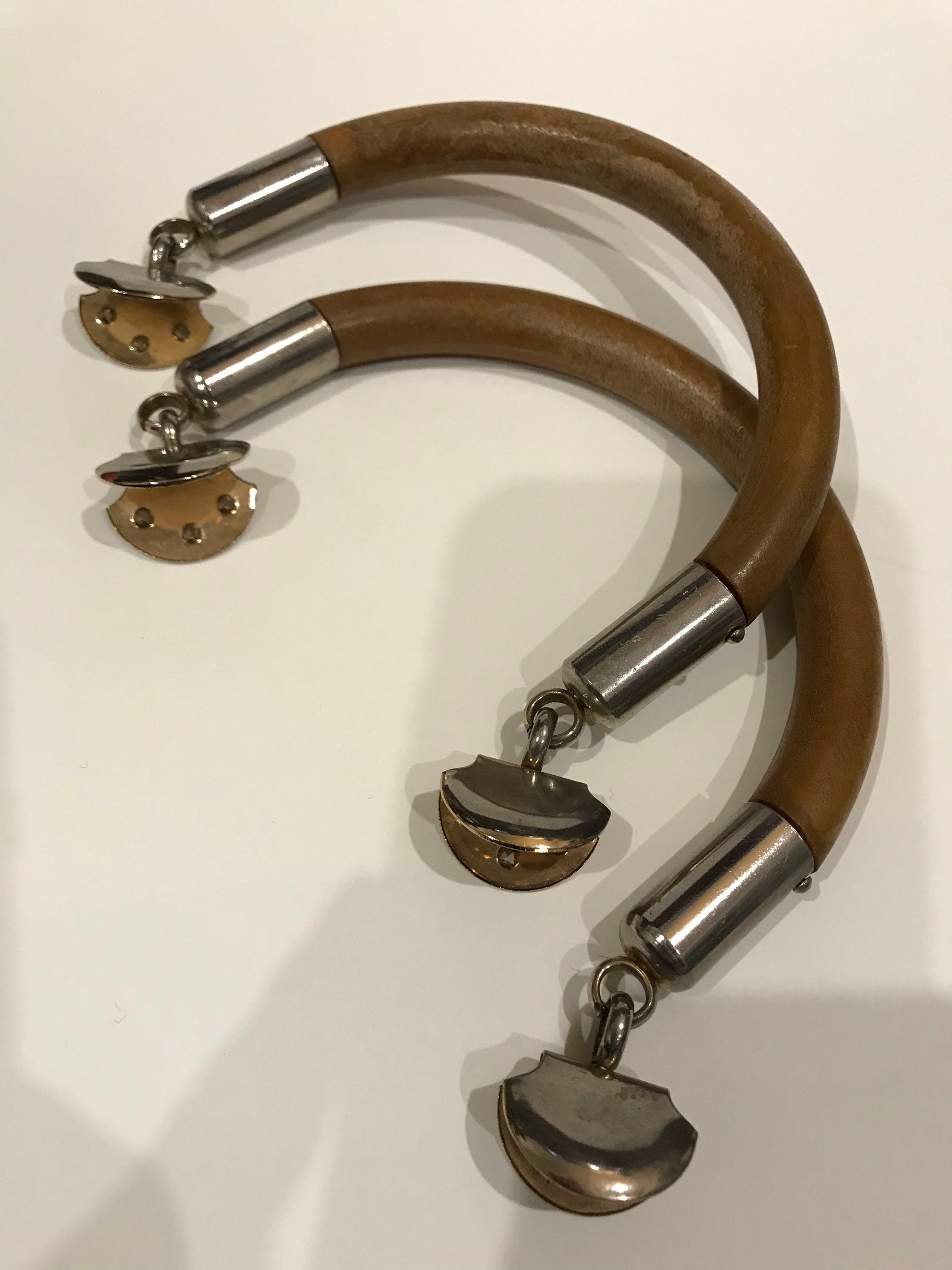 Vintage wooden bag handles craft mid century diy Etsy