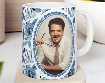 Pedro blauwe bloemen keramische mok | Pedro Pascal Thirst Trap-koffiekop | Pedro Daddy Vibes
