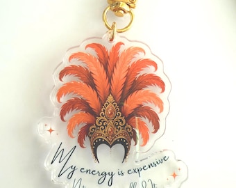 My Energy Is Expensive Acrylic Keychain – T Swift Inspired Life of a Showgirl Quote, Pop Culture Gift, Statement Keyring