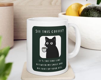 Keramische koffiemok Snarky Not a Morning Person Kat nippend