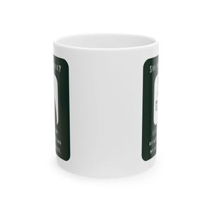 Snarky Not a Morning Person Cat Sipping Coffee Ceramic Mug image 2