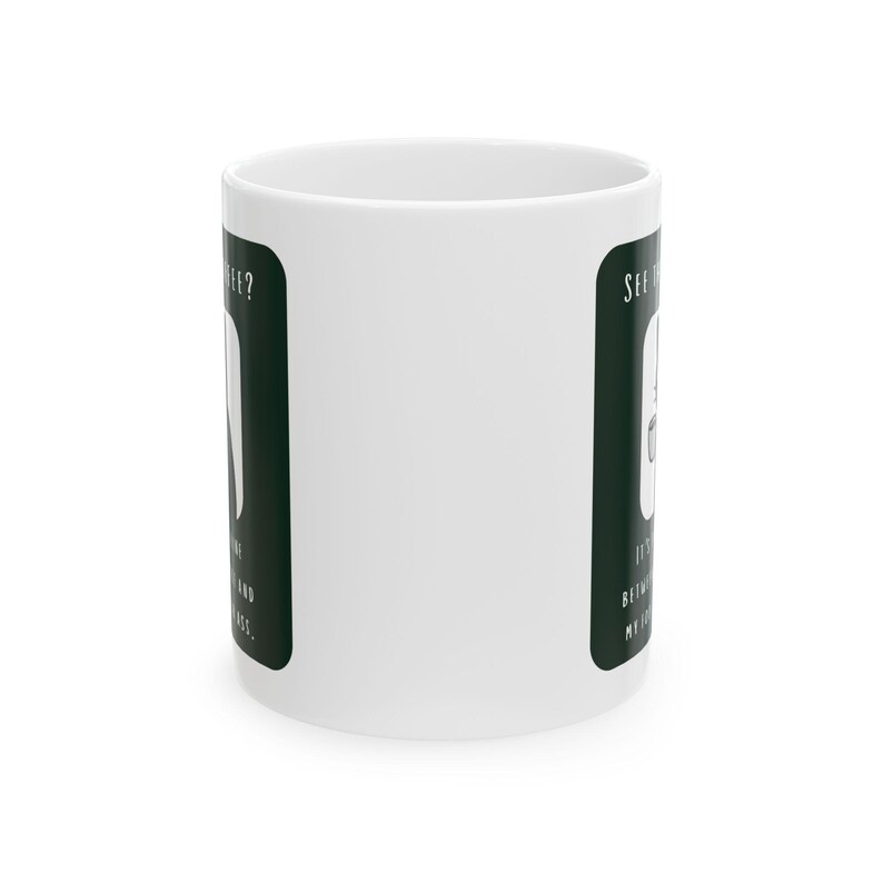 Snarky Not a Morning Person Cat Sipping Coffee Ceramic Mug image 2