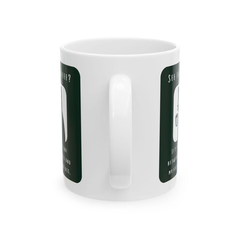 Snarky Not a Morning Person Cat Sipping Coffee Ceramic Mug image 3