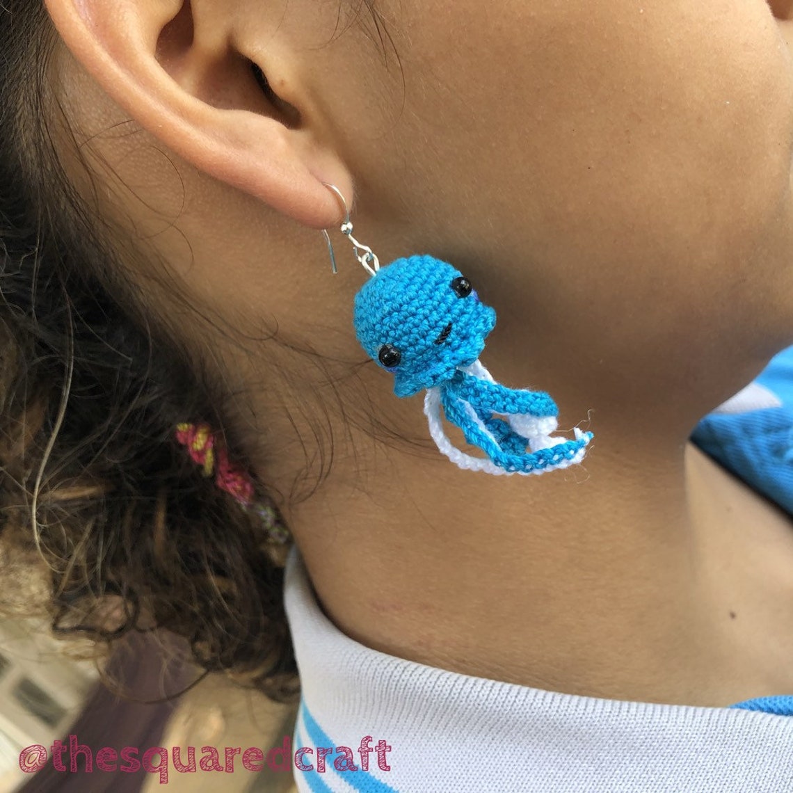 Jellyfish Earrings Crochet Earrings Amigurumi Earrings Etsy