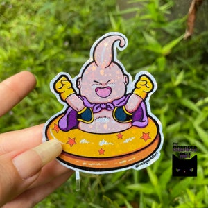 Holographic Majin Buu Sticker: Anime Chibi Character