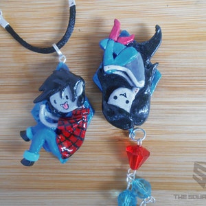 Adventure Time Polymer Clay Charm Necklaces, Marceline The Vampire Queen and Marshall Lee The Vampire King