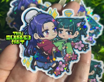 Maomao and Jinshi Anime Sticker: Sparkling Holographic Vinyl