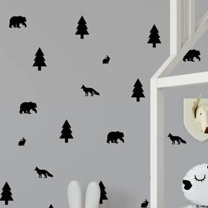 Woodland Decals - Tree Wall Decal - Kids Wall Decoration - Woodland Wall Decal - Forest Wall Decal - Fox Wall Decal - Nursery Wall Decal