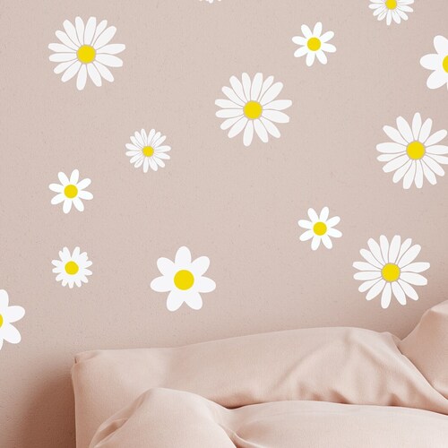 Daisy Wall Decals Flower Wall Decals Girls Room Decor Etsy
