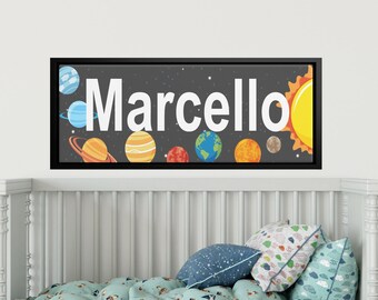 Personalized Outer Space Name Canvas, Kids Planet Room Decor, Boys Room Decor, Planet Art, Outer Space Nursery, Outer Space Decor,