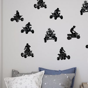 ATV Wall Decals, Four Wheeler Wall Decor, Four Wheeler Wall Decals, 4 Wheeler Teen Room Decor, Gift for ATV Rider, Set of 18