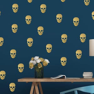 Skull Wall Decals, Modern Wall Decals, Skull Decals, Skull Stickers, Skull Face Pattern Decal, Halloween Decor, Office Wall Decor