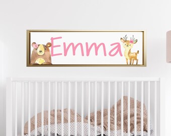 Girls Woodland Name Canvas, Woodland Nursery Decor, Little Girls Room, Woodland Nursery Decor, Woodland Baby Shower Gift