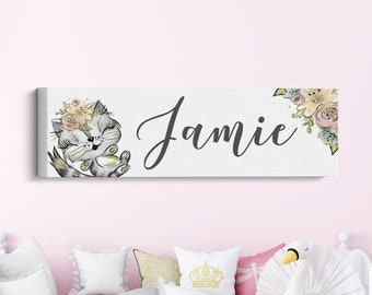 Personalized Kitten Name Sign, Kitten Nursery Decor, Girls Cat Print, Girls Room Decor