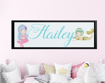 Mermaid Wall Art, Mermaid Name Sign for Girls, Mermaid Bathroom Decor, Baby Girl Room Decor, Mermaid Gift, Kids Room Decor