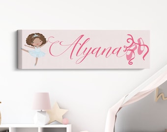 Custom Ballerina Name Canvas Art, Ballerina Wall Art, Ballerina Room Decor, Girls Ballet Print, Dancer Gift for Girl, Gift for Ballerina
