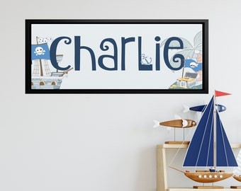 Pirate Room Decor, Pirate Wall Art, Canvas Name Sign, Boys Room Decor, Canvas Name Art, Pirate Nursery, Canvas Wall Art, Pirate Name Sign