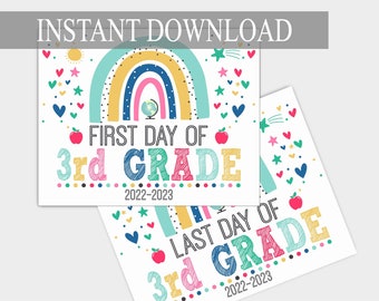 First Day of Third Grade School Sign, Back To School Printable, 3rd Grade Sign , Last Day of School Sign, First Day Chalkboard Sign
