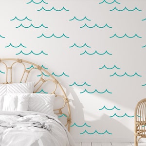 Ocean Waves Wall Decals, Summer House Decor, Beach Nursery Decal, Beach House Wall Decor, Ocean Wall Stickers