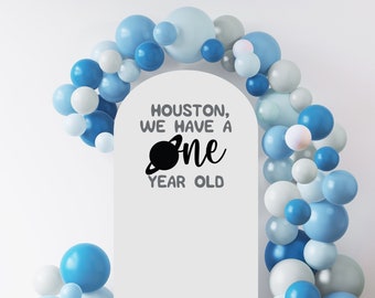 Outer Space Birthday Decal for Party Balloon Arch, First Birthday Party Decor, Boys Birthday Decal