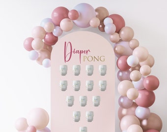 Diaper Pong Decal for Balloon Arch Board, DIY Baby Shower Decorations, Diaper Pong Baby Shower Game