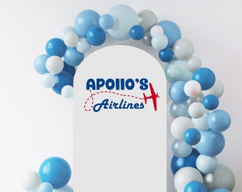 Airplane Birthday Decal for Party Balloon Arch, Personalized Name Birthday Decal, Plane Birthday Decor