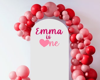 Valentine's Birthday Balloon Arch Decal, Personalized Girls Party Decor, Valentine Themed Birthday Party