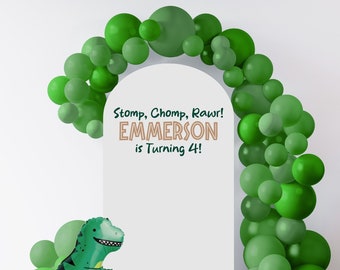 Personalized Dinosaur Birthday Decal, Decal For Party Balloon Arch or Wall, Boy or Girl Birthday Party, Dino Theme Party