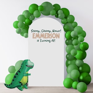 Personalized Dinosaur Birthday Decal, Decal For Party Balloon Arch or Wall, Boy or Girl Birthday Party, Dino Theme Party image 1