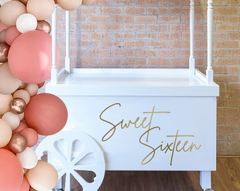 Sweet Sixteen Decal for Dessert Cart, Birthday Party Decal, Pastry Display Cart Decal