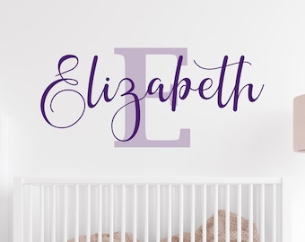 Personalized Initial Name Decal, Girls Room Wall Decal, Little Girl Bedroom Decor, Personalized Kids Room Decor, Girl Monogram Initial Decal
