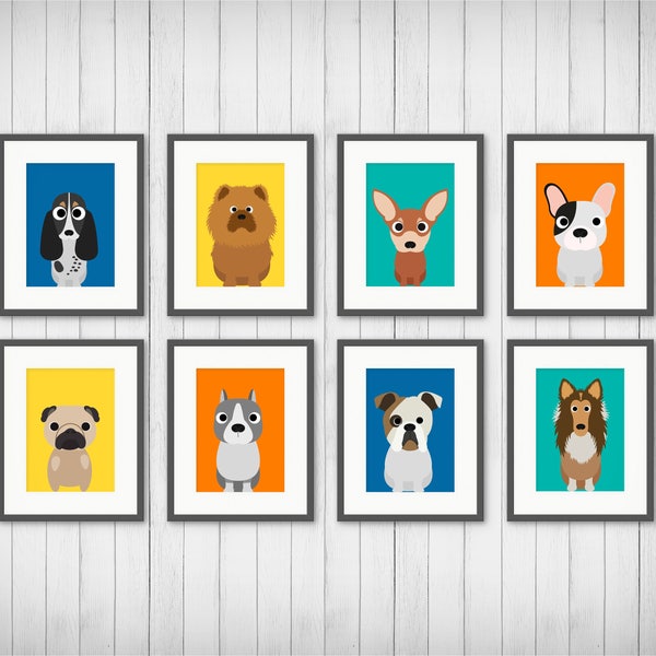 Dog Nursery Art, Dog Nursery Decor, Pug Gift, Gift Under 20, Dog Kids Wall Art, Dog Kids Art, Pet Lovers Gift, Boxer Art, 4x6 5x7 8x10 11x14