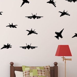 Fighter Jet Plane Wall Stickers, Plane Wall Decals, Fighter Jet decals, Pilot Decal, Set of 15 image 1