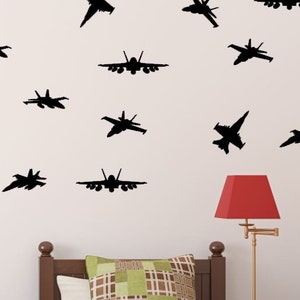 Fighter Jet Plane Wall Stickers, Plane Wall Decals, Fighter Jet decals, Pilot Decal, Set of 15