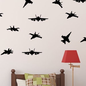 Fighter Jet Plane Wall Stickers, Plane Wall Decals, Fighter Jet decals, Pilot Decal, Set of 15 image 1