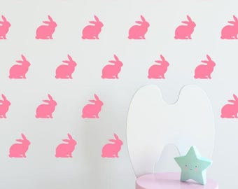 Bunny Wall Decal, Bunny Wall Sticker, Easter Bunny Decal, Bunny Nursery, Bunnies Wall Decal, Rabbit Wall Decal, Set of 15