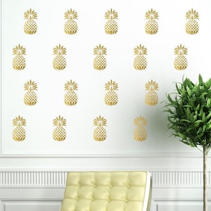 Pineapple Wall Decals - Gold Pineapple Decals - Pineapple Decor - Pineapple Wall Decal  - 44 Small Pineapples Sticker - Office Wall Decal