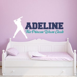 Softball Wall Decal with Name, Gift for Softball Catcher, Girls Softball Room Decor, Girl Wall Decal Name, Gift for Softball Player