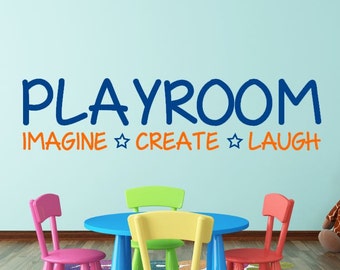 Playroom Wall Decal - Imagine Create Laugh - Kids Room Decal - Playroom Wall Decor - Playroom Decal - Playroom Decor - Children Wall Art