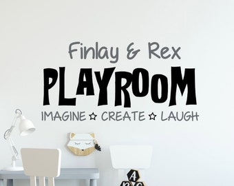 Personalized Playroom Wall Decal, Kids Room Decal, Playroom Wall Decor, Playroom Wall Words, Imagine - Create - Laugh