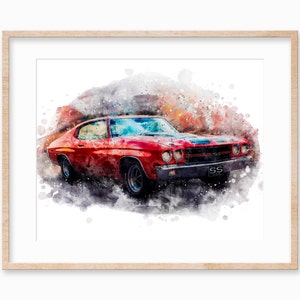 Car Drawing Custom, Personalized Gift for Car Enthusiast, Watercolor Car from Photo, Gift for Dad