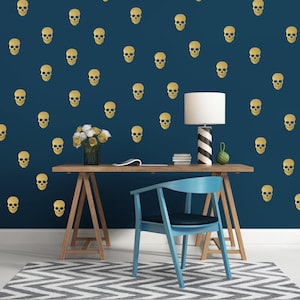 Skull Wall Decals, Modern Halloween Decor, Skull Face Stickers