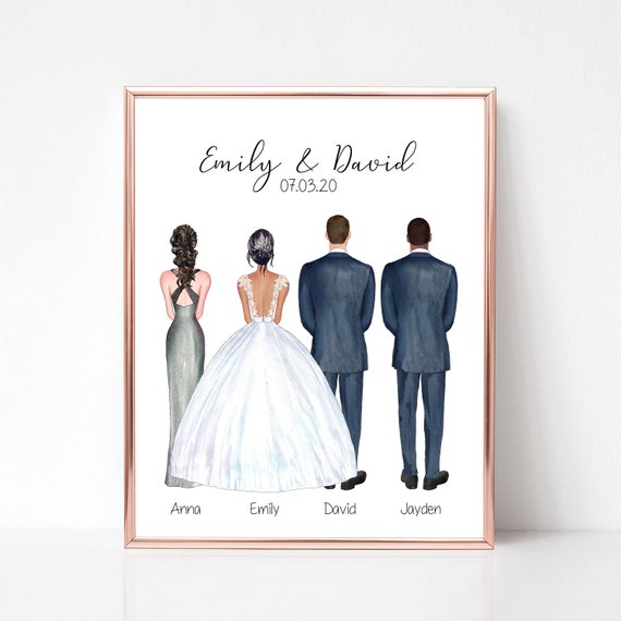 Personalized Bridal Party Portrait Gifts for Bride Wedding