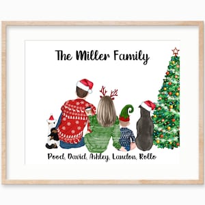 Family Christmas Print, Christmas Family Print Gift, Our Family Wall Art, Christmas Gift for Parents, Christmas Family Portrait image 1