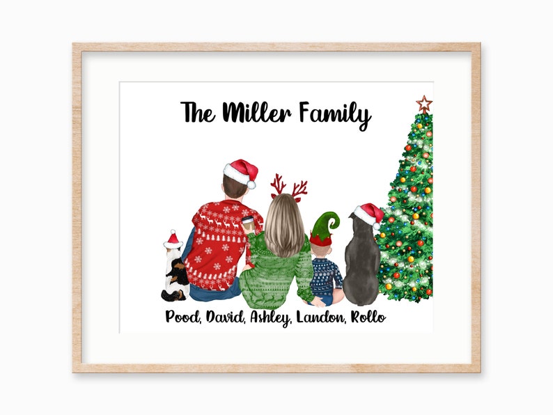 Family Christmas Print, Christmas Family Print Gift, Our Family Wall Art, Christmas Gift for Parents, Christmas Family Portrait image 1